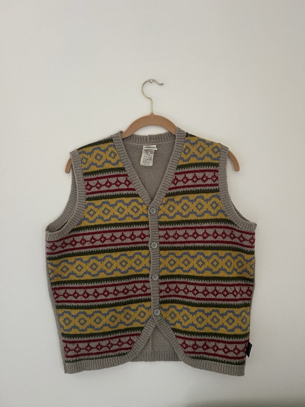 VTG Fiorucci Knit Sweater Vest Multicolor button up mohair blend Medium UNISEX M